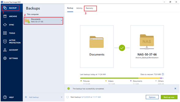 recover files acronis true image 2019